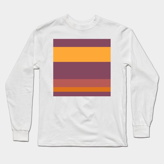 An uncommon incorporation of Grape, Dark Mauve, Giant'S Club, Brownish Orange and Yellow Orange stripes. Long Sleeve T-Shirt by Sociable Stripes